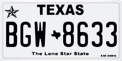 TX license plate BGW8633
