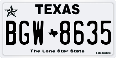 TX license plate BGW8635
