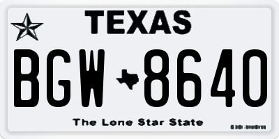 TX license plate BGW8640