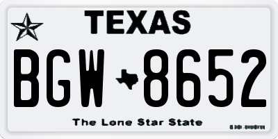 TX license plate BGW8652