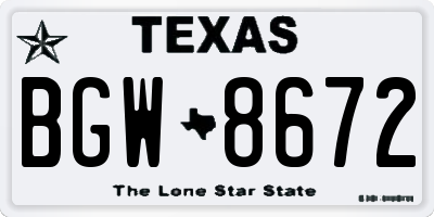 TX license plate BGW8672