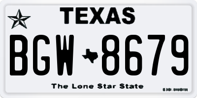 TX license plate BGW8679