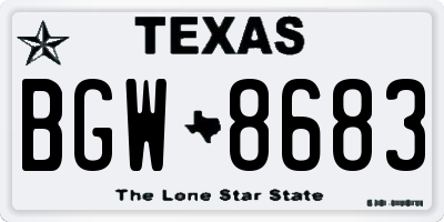 TX license plate BGW8683