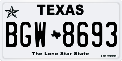 TX license plate BGW8693