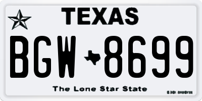 TX license plate BGW8699