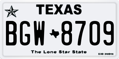 TX license plate BGW8709