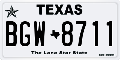 TX license plate BGW8711