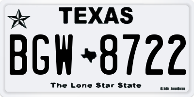 TX license plate BGW8722