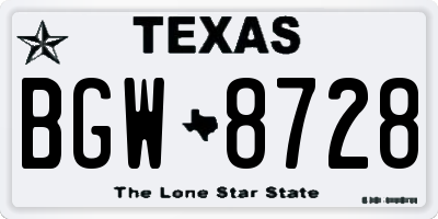 TX license plate BGW8728