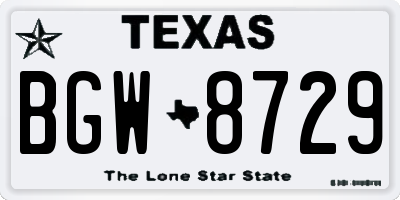 TX license plate BGW8729