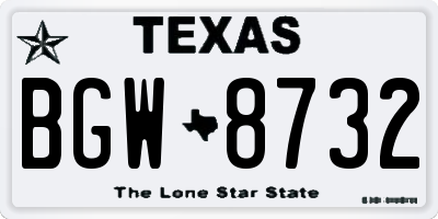 TX license plate BGW8732