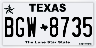 TX license plate BGW8735