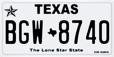 TX license plate BGW8740