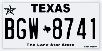 TX license plate BGW8741