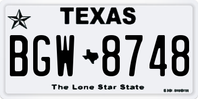 TX license plate BGW8748