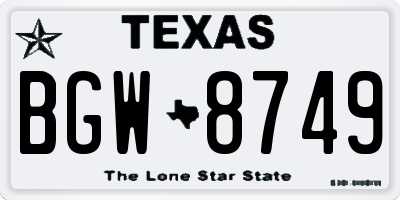 TX license plate BGW8749