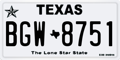 TX license plate BGW8751