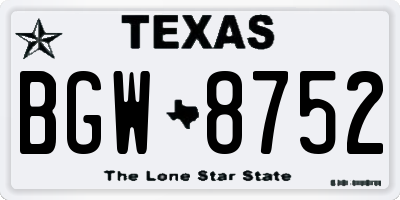 TX license plate BGW8752