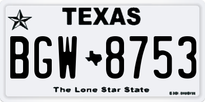 TX license plate BGW8753