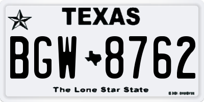 TX license plate BGW8762