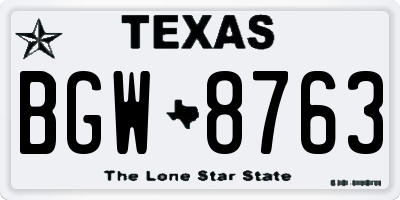TX license plate BGW8763