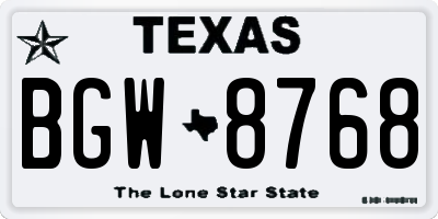 TX license plate BGW8768