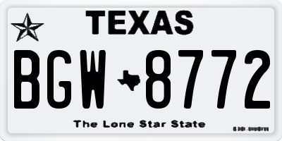 TX license plate BGW8772