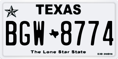 TX license plate BGW8774
