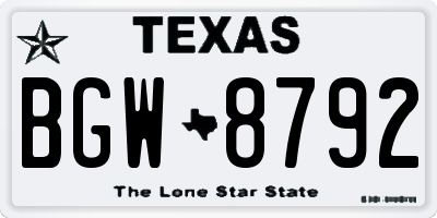 TX license plate BGW8792
