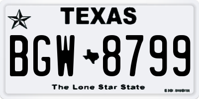 TX license plate BGW8799