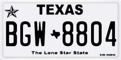 TX license plate BGW8804