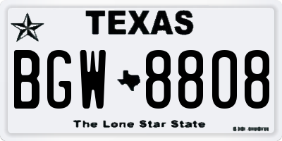 TX license plate BGW8808
