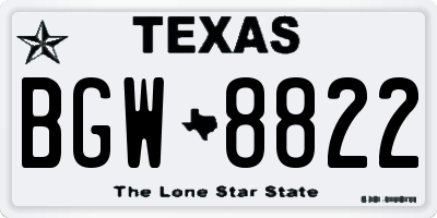TX license plate BGW8822