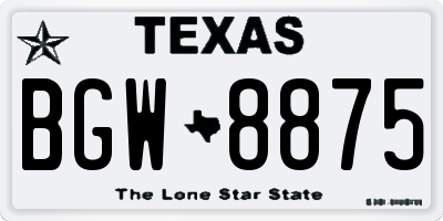 TX license plate BGW8875