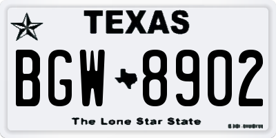 TX license plate BGW8902