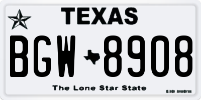 TX license plate BGW8908