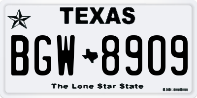 TX license plate BGW8909