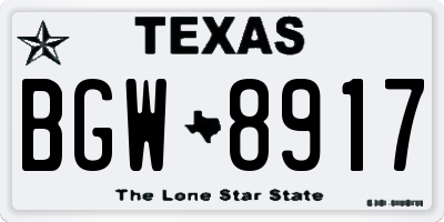 TX license plate BGW8917