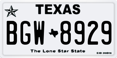 TX license plate BGW8929