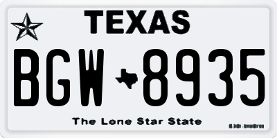 TX license plate BGW8935