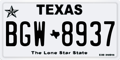 TX license plate BGW8937