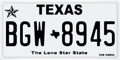 TX license plate BGW8945