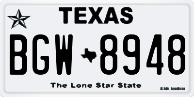 TX license plate BGW8948