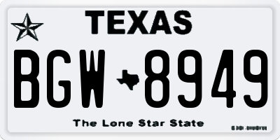 TX license plate BGW8949