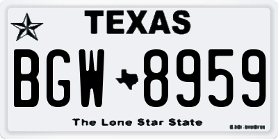 TX license plate BGW8959
