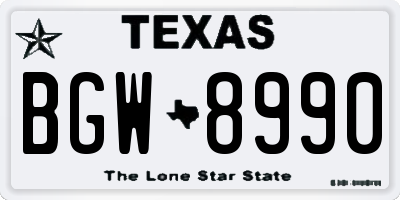 TX license plate BGW8990