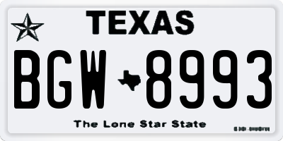 TX license plate BGW8993