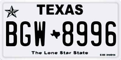 TX license plate BGW8996