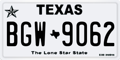 TX license plate BGW9062