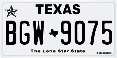 TX license plate BGW9075